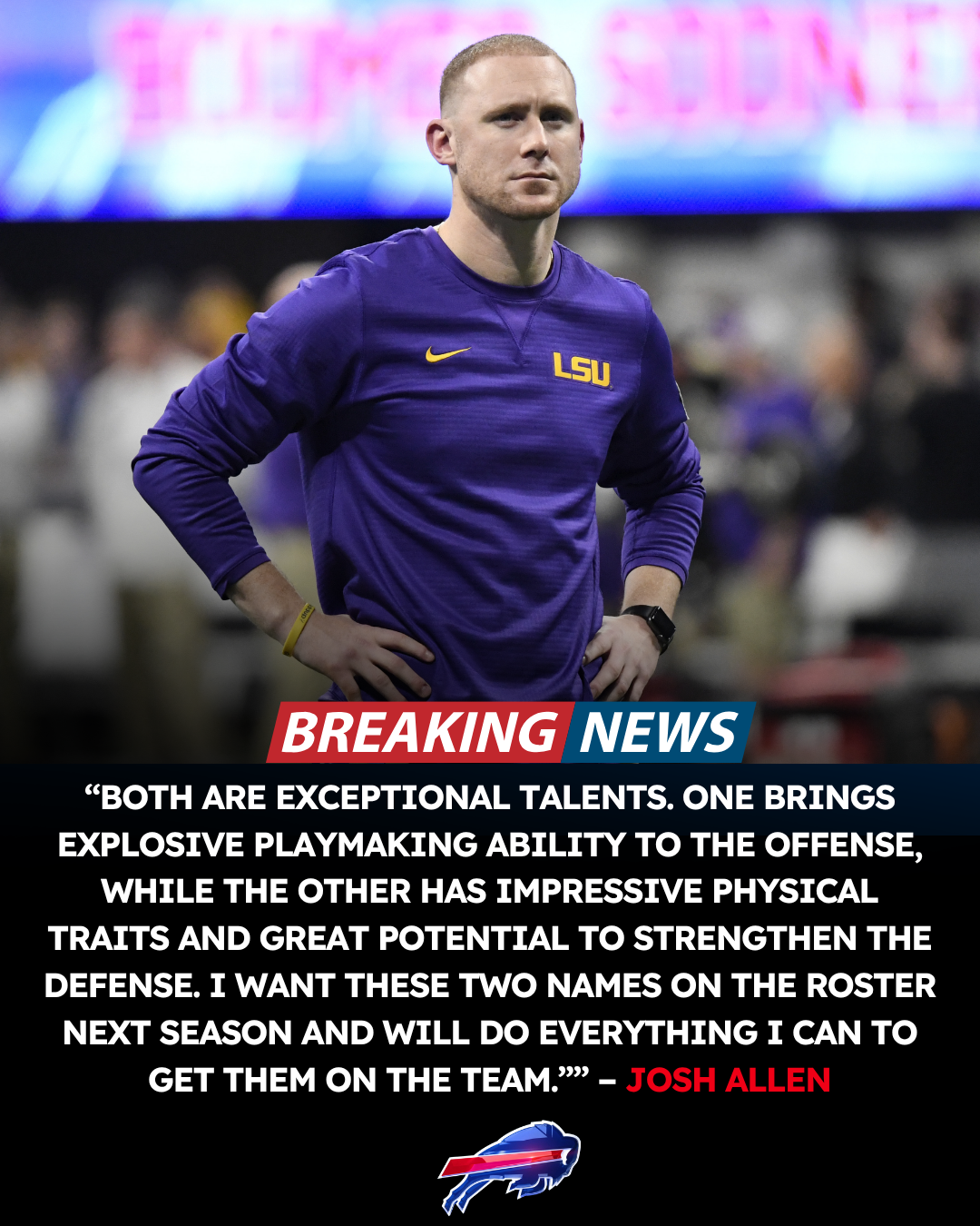 Just 3 Hours After the 2 Priority Names on Head Coach Joe Brady's Draft List Were Revealed — Strategic Faces That Make the Bills Determined to Secure Them at All Costs Confirmed to Participate in Exclusive Interview After the First Round of the Draft