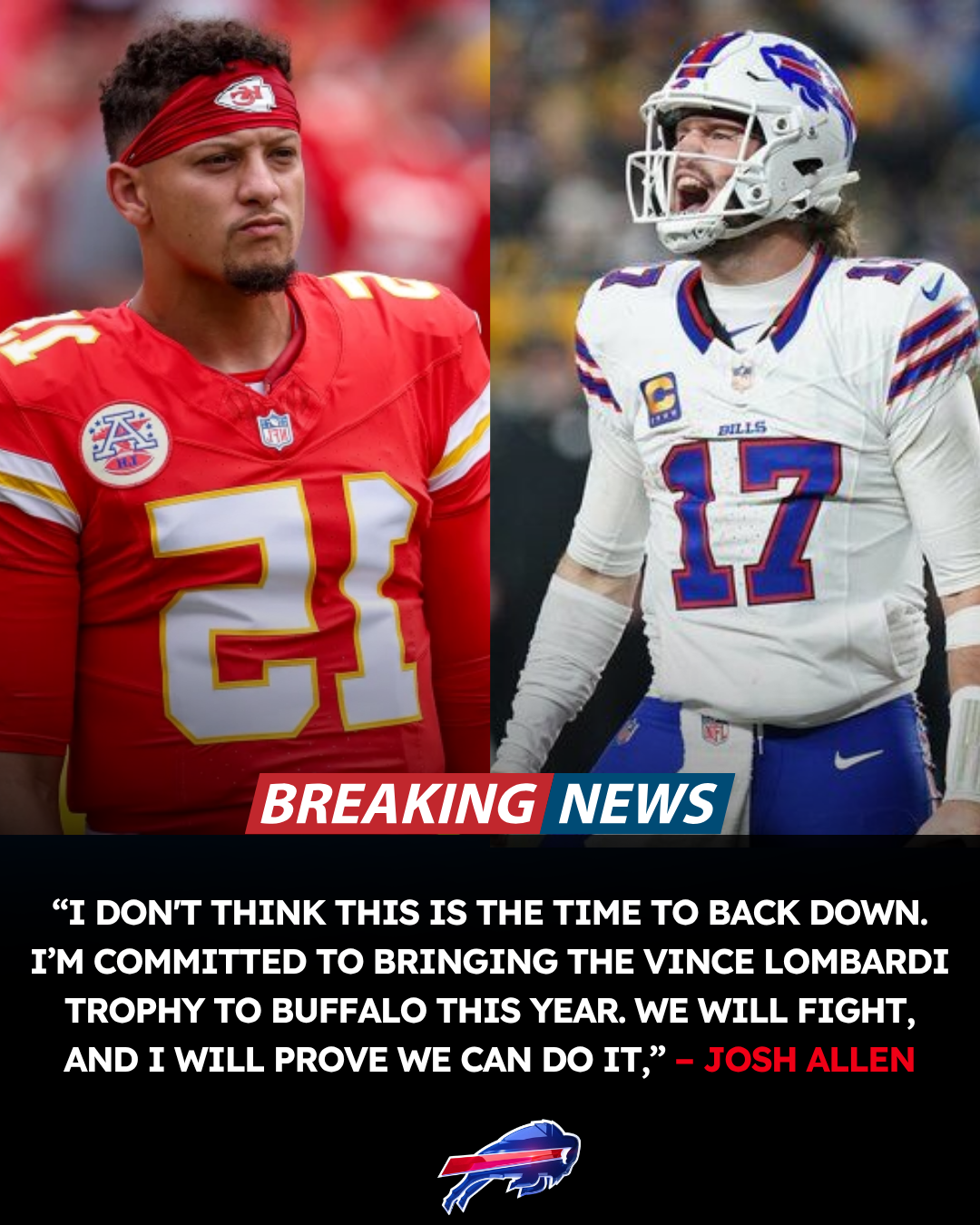 Patrick Mahomes Comments Pessimistically on Josh Allen and the Bills' Chances for the 2026 Season, Josh Allen Responds: "In My 9th Year, I'll Win the Super Bowl!'"