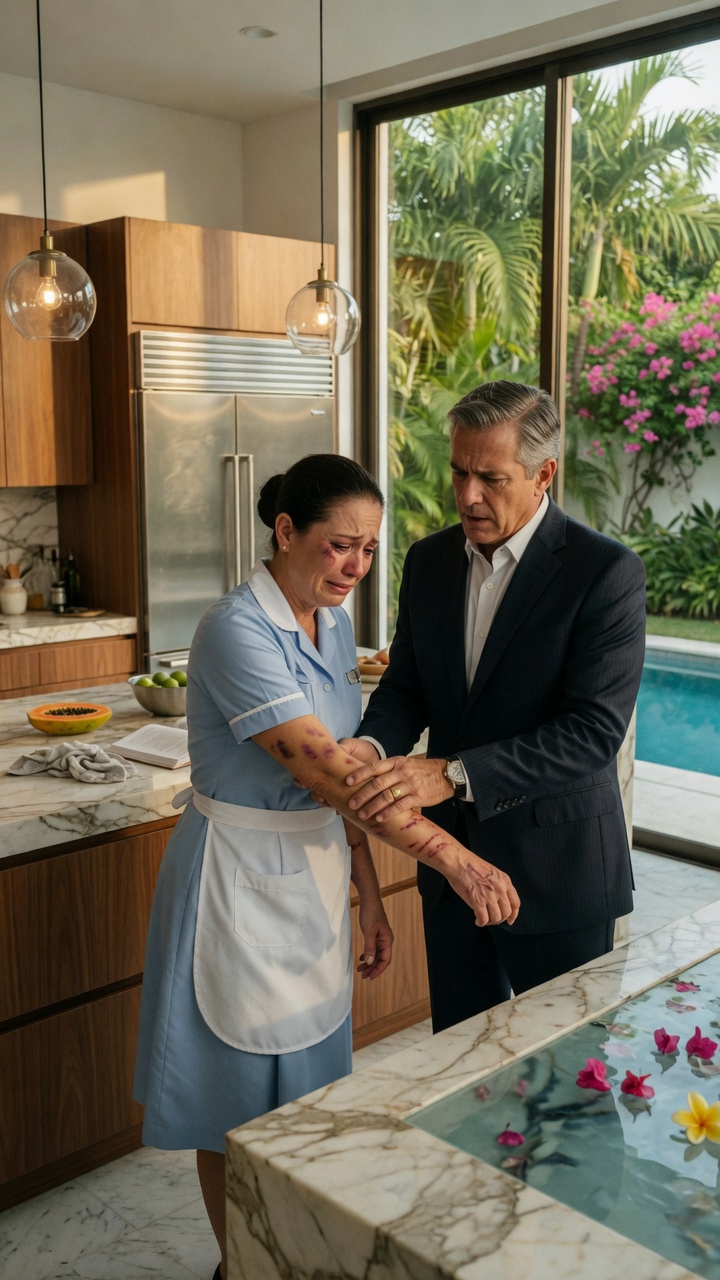 The Maid Hid Bruises Under Her Sleeve… Until Her Billionaire Boss Discovered the Monster Waiting at Home