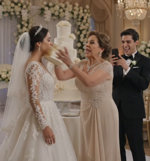Mi Suegra Me Humilló Frente A Todos En Mi Boda, Me Untó Pastel En La Cara Y Mi Esposo Solo Se Rió Grabándome… Hasta Que Mi Tío Tomó El Micrófono Y Destruyó A Toda La Familia Frente Al Salón Entero