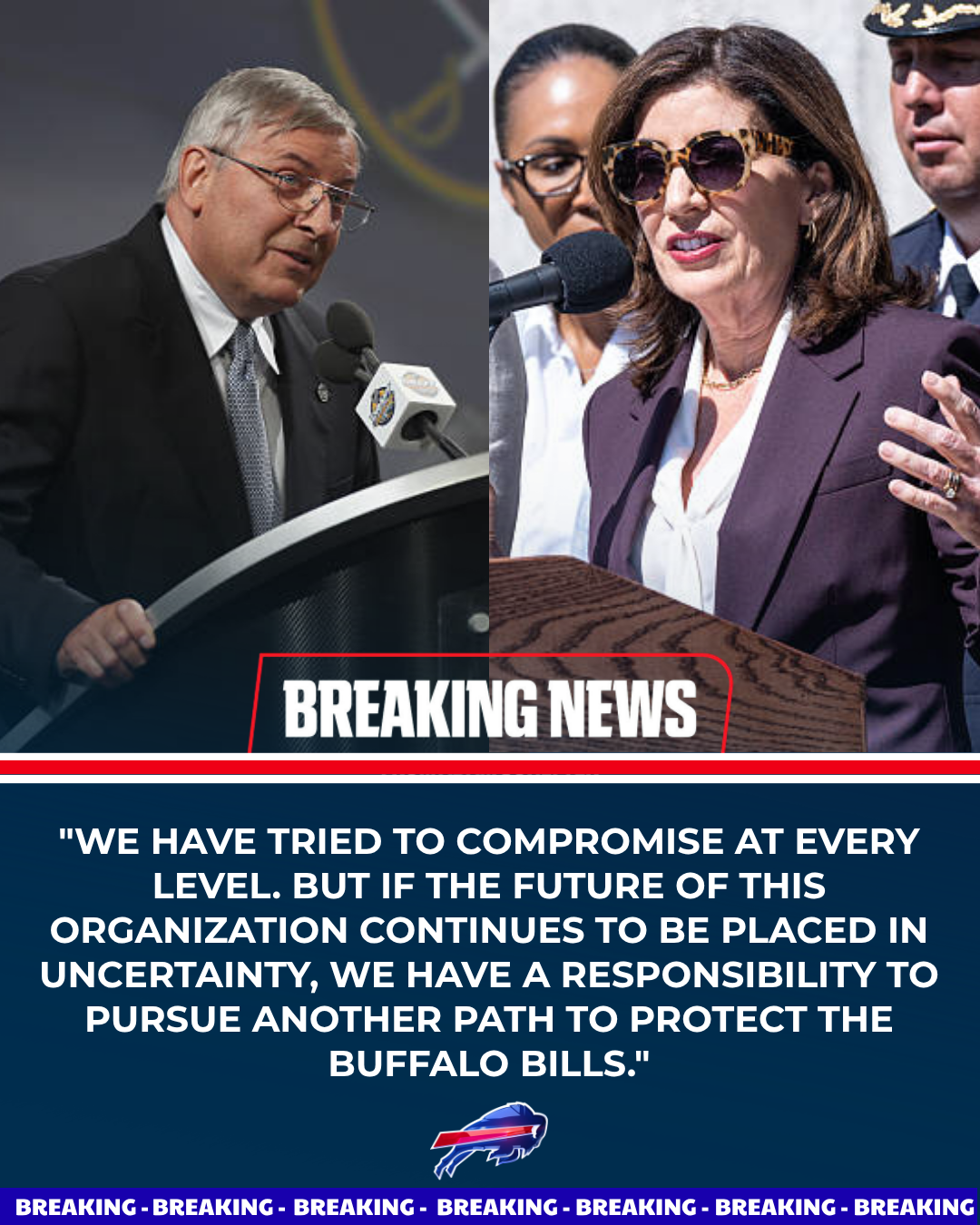Just 12 Hours After Governor Kathy Hochul Suspended the $4.7 Billion Highmark Stadium Renovation Project Through 2030 — Owner Terry Pegula Shocks the NFL by Announcing He Will Relocate All Key Team Facilities to Niagara Falls
