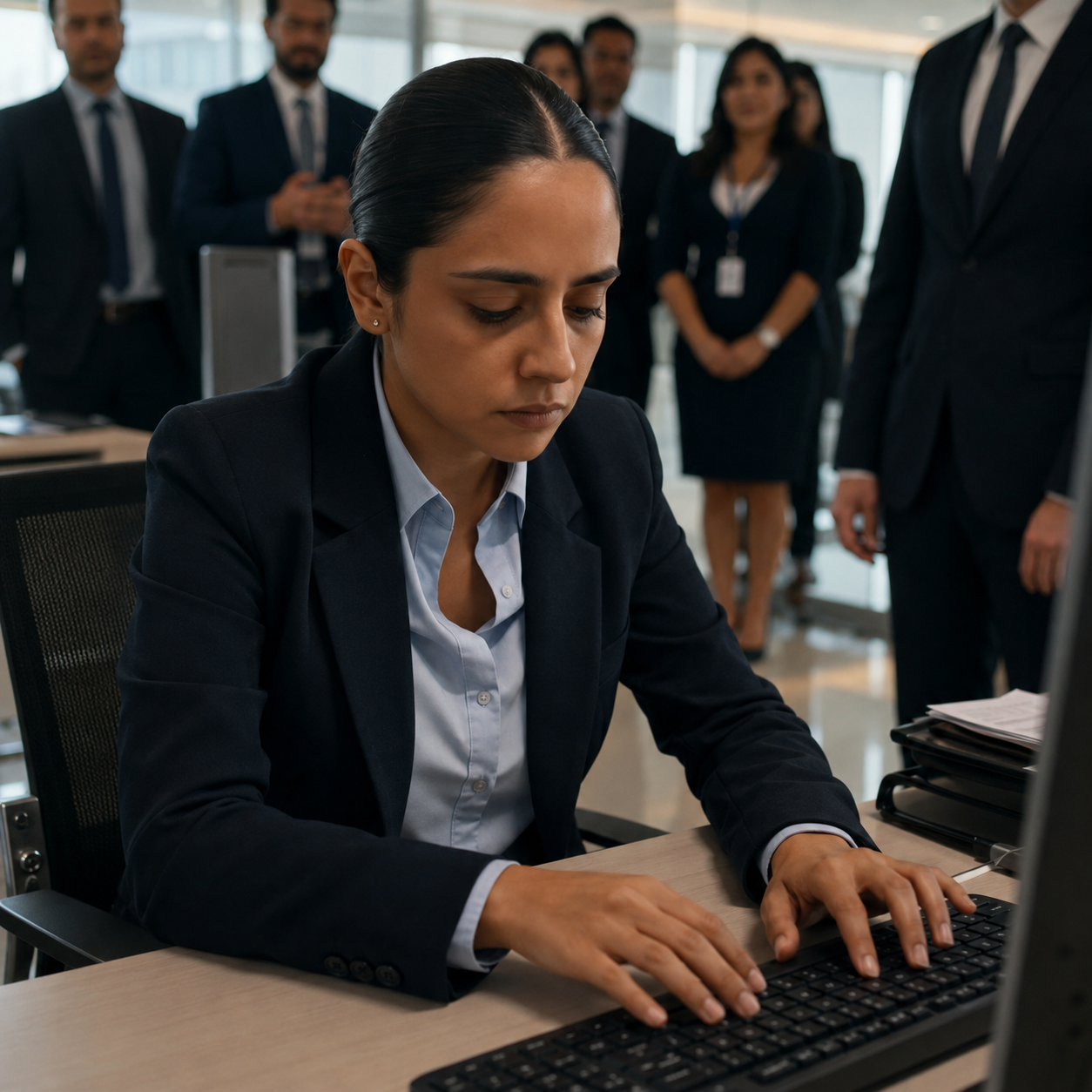 19H La gerente le estrelló la cara a la empleada nueva contra el teclado… sin saber que era la hija de la Directora General