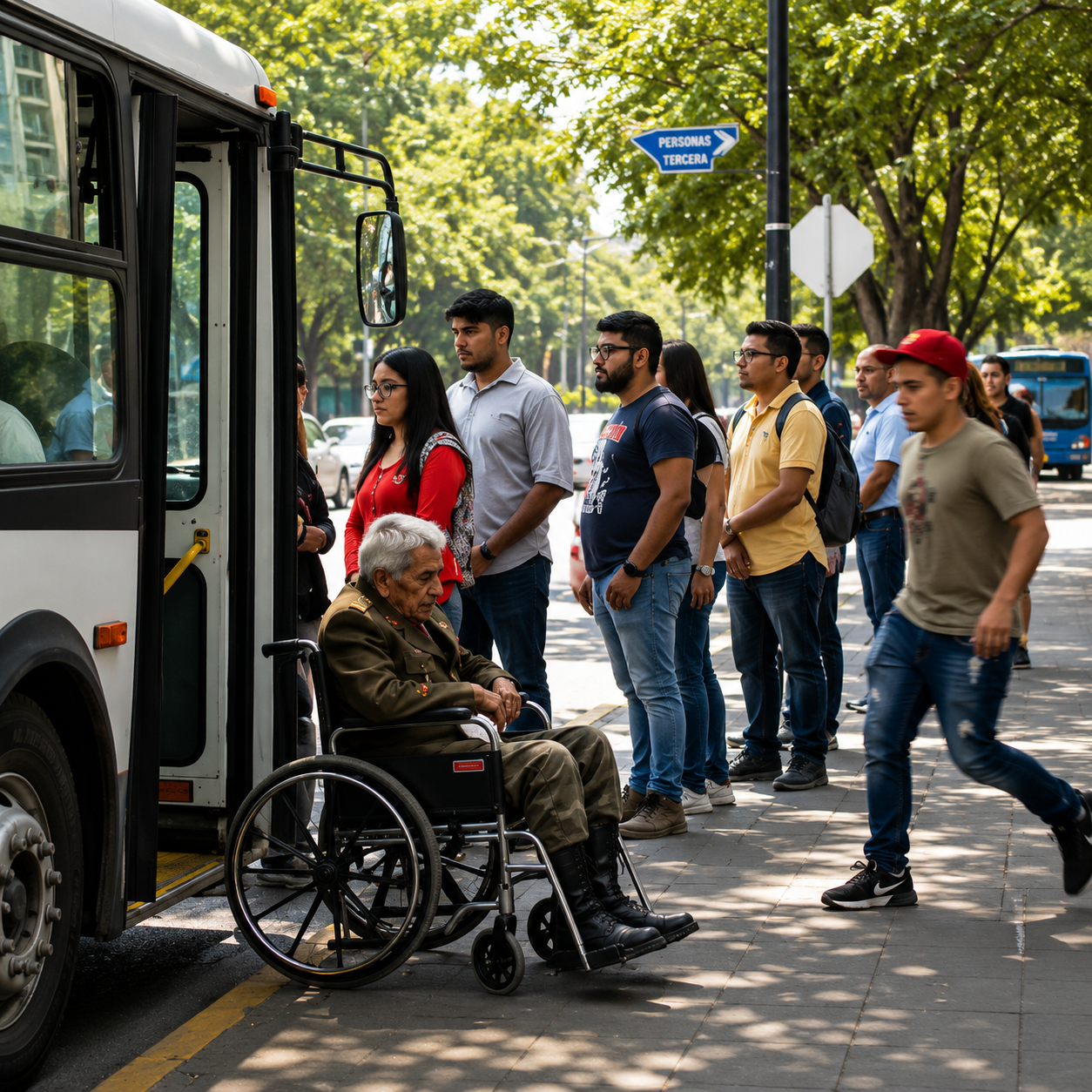 35Hp El niño grosero pateó a un veterano en silla de ruedas… ¡y el final dejó muda a toda la parada del autobús!