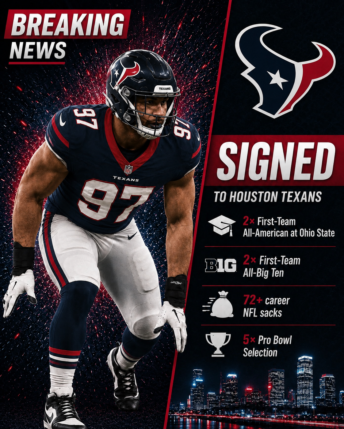 Adam Schefter Confirms Texans Finalizing Blockbuster $24 Million Deal for Former Pro Bowl Edge Rusher With 72 Career Sacks and Elite Game-Wrecking Power