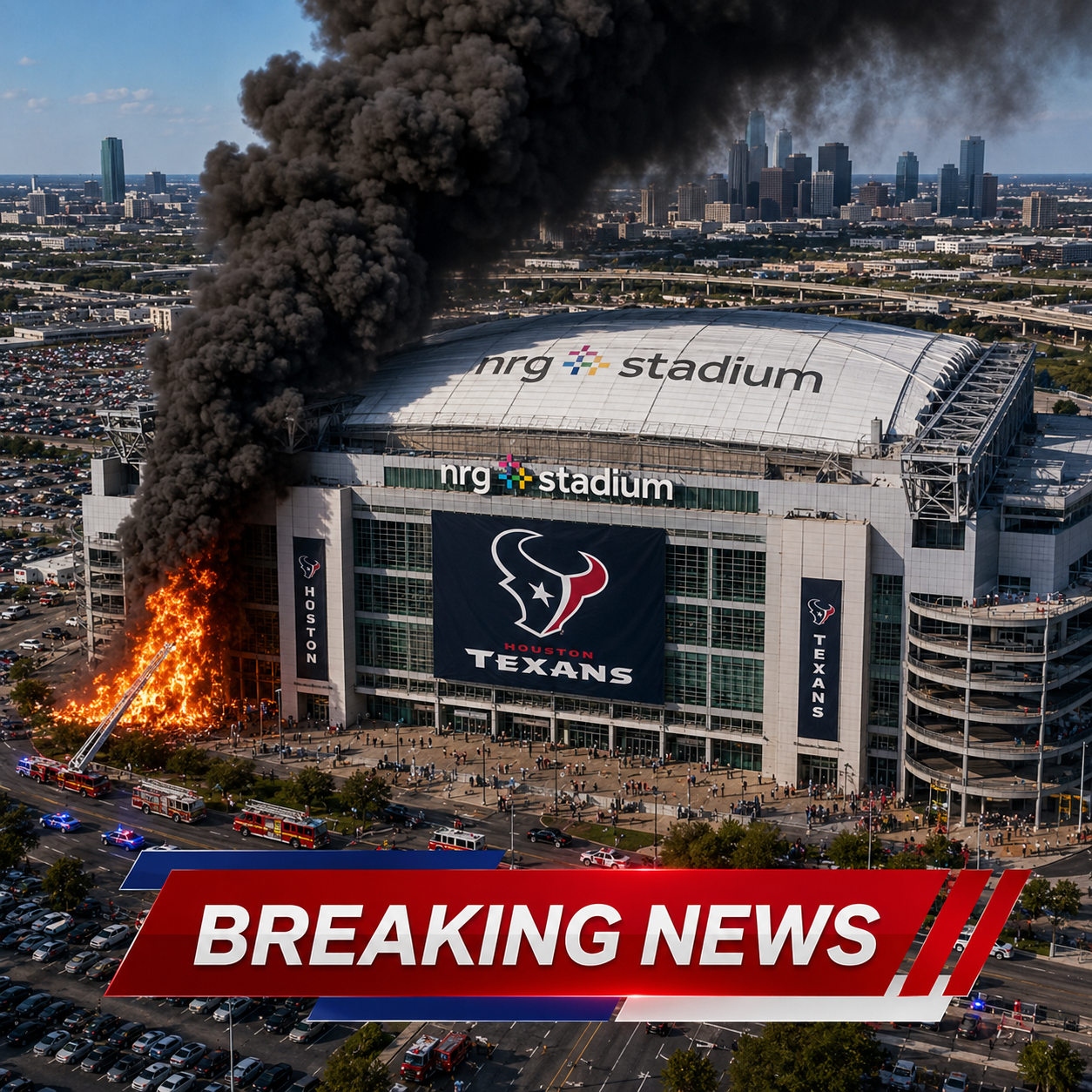 Breaking News: NRG Stadium — The Iconic Home Of The Houston Texans — Is “Actually On Fire” — Thick, Black Smoke Fills The Air, The Fire Department Has Been Dispatched To The Scene