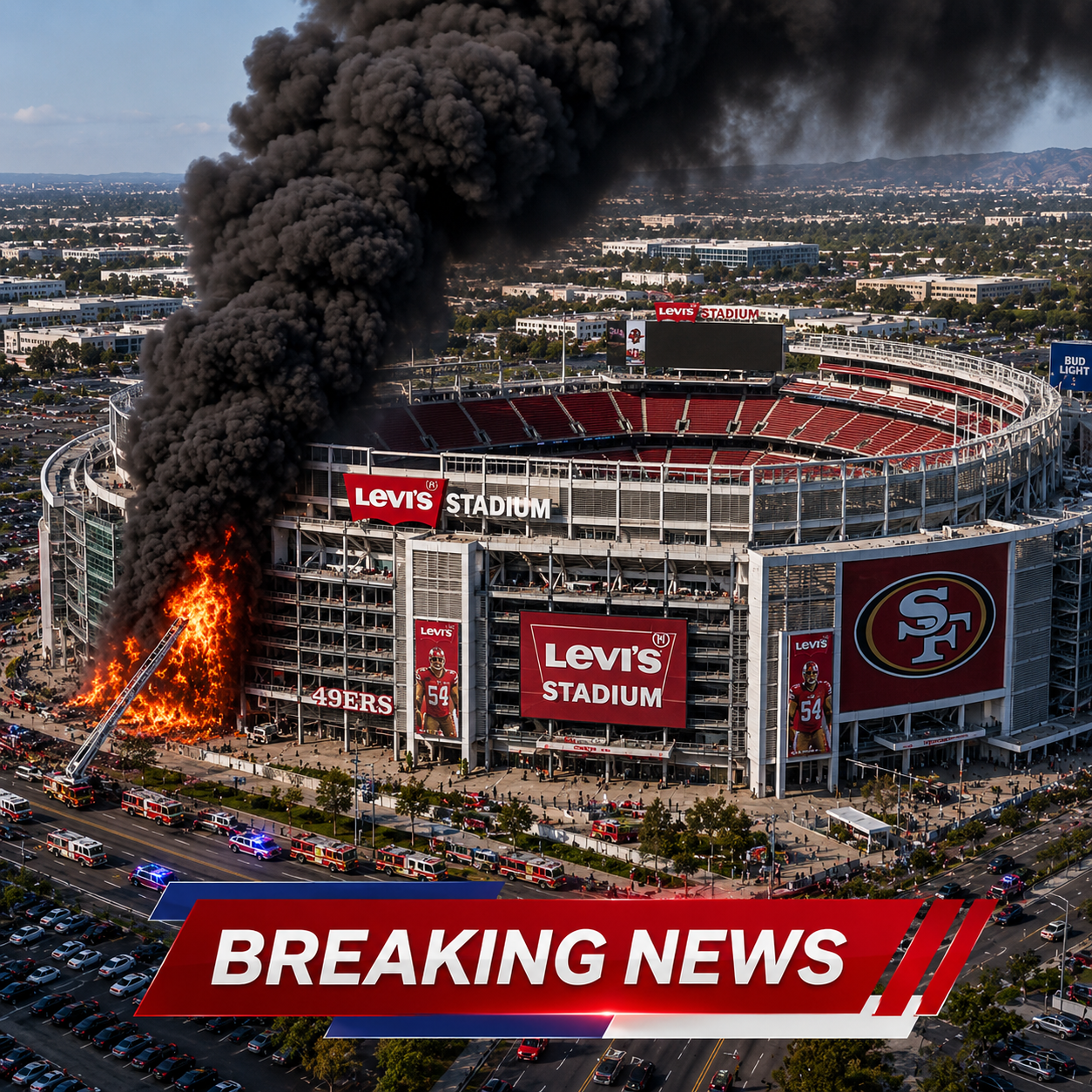 Breaking News: Levi’s Stadium — The Iconic Home Of The San Francisco 49ers — Is “Actually On Fire” — Thick, Black Smoke Fills The Air, The Fire Department Has Been Dispatched To The Scene