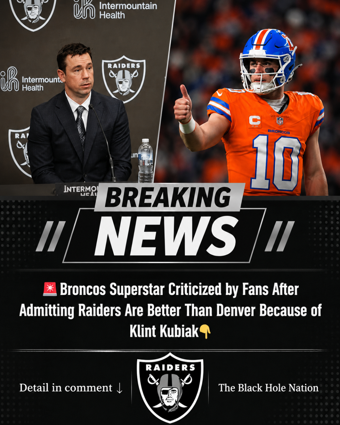 Broncos Superstar Criticized by Fans After Admitting Raiders Are Better Than Denver Because of Klint Kubiak
