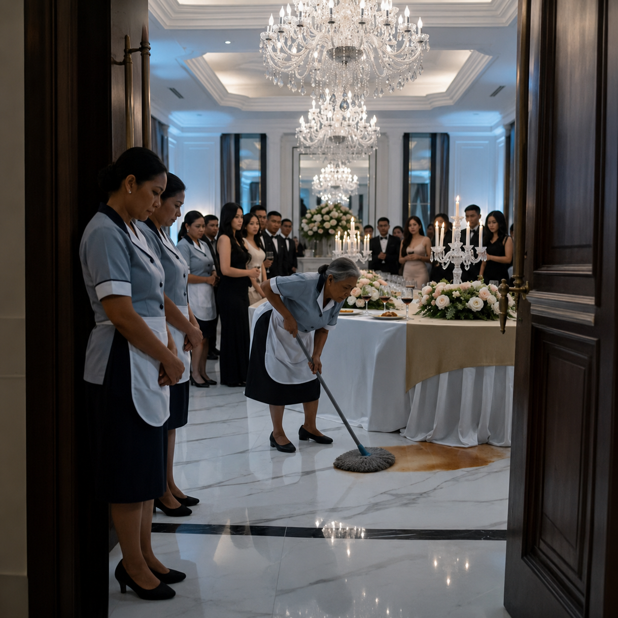 145D Nyonya Kaya Menendang Pembantu Tua di Pesta Mewah… Tapi Bukti yang Datang Membuatnya Hancur