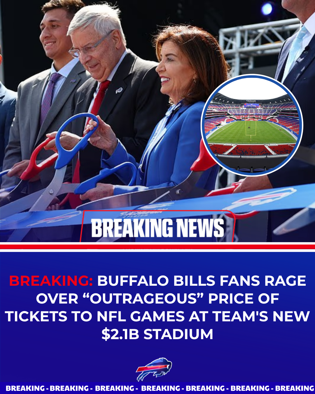 BREAKING: Buffalo Bills fans rage over “outrageous” price of tickets to NFL games at team's new $2.1b stadium