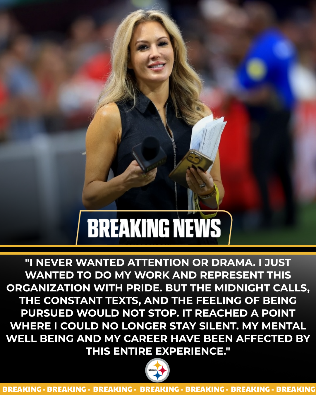 BREAKING: Pittsburgh Steelers Sideline Reporter Sues Player for Harassment After Midnight Calls and Flirty Messages!