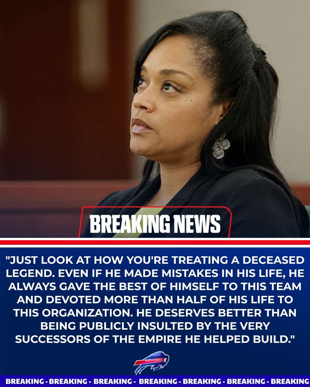 The eldest daughter of the first legendary in franchise history, has filed a lawsuit against the Buffalo Bills, claiming the organization insulted her father following remarks made by COO Pete Guelli.