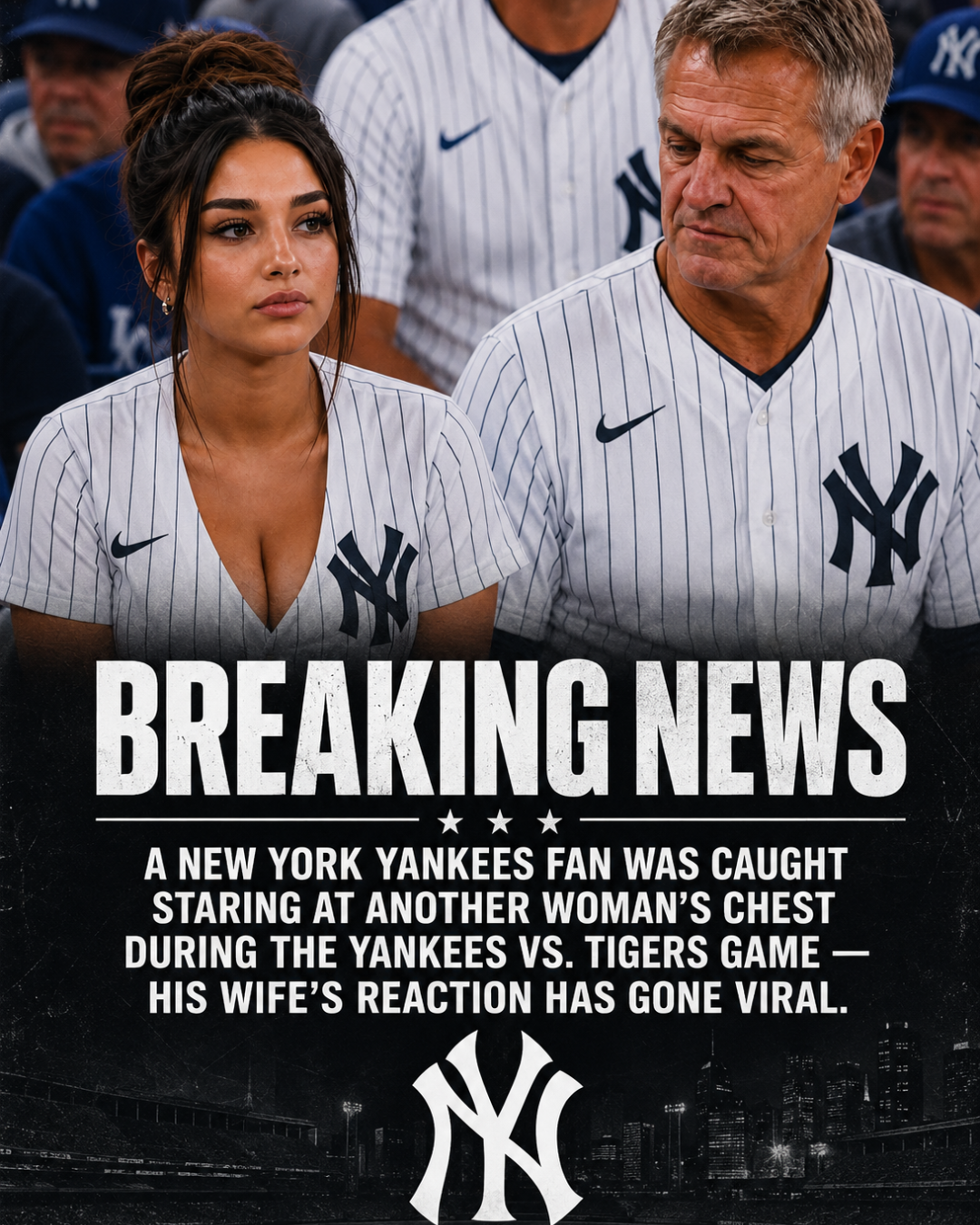 Yankees Fan’s Awkward Stadium Moment Goes Viral After His Wife Catches Him Looking the Wrong Way During the Yankees vs. Tigers Game