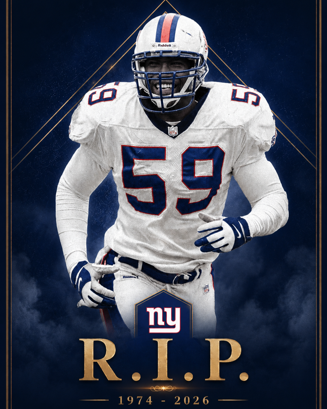 Legendary Former Giants Linebacker Who Led Team to Super Bowl XLII Victory Passes Away Suddenly at Age 51 — Leaves Entire Estate to Poor Children in New York, Earning Absolute Respect from NFL Community