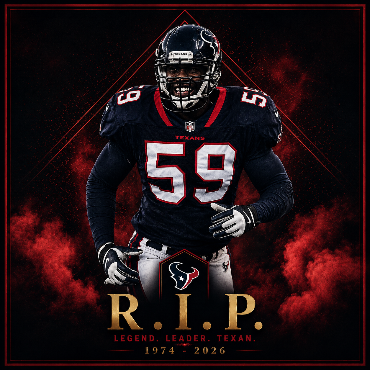 Legendary Former Texans Linebacker Who Led Team to AFC Championship Glory Passes Away Suddenly at Age 51 — Leaves Entire Estate to Poor Children in Houston, Earning Absolute Respect from NFL Community