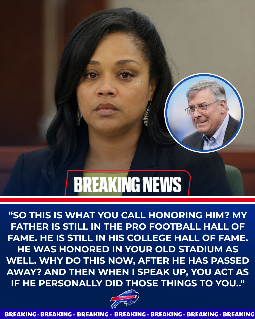 Just 12 Hours After Terry Pegula’s move “soothe”. Arnelle Simpson Explodes With Outrage and Files Lawsuit Against Bills Over What She Calls an Unforgivable Insult to Her Father’s Legacy