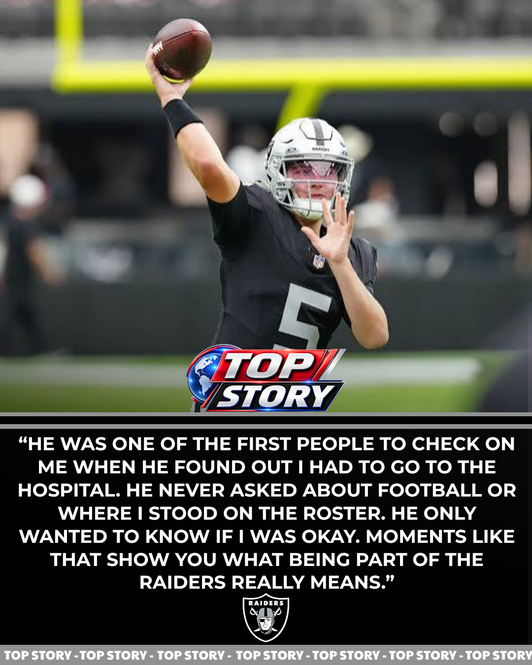 After the Raiders’ First Preseason Loss, Young Star Cam Miller Moves Fans With a Thank You to the “Raiders Captain” After a Concerning Injury Sent Him to the Hospital