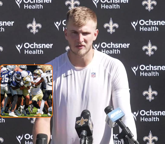 Saints’ 3-time All-SEC young talent suffers potentially career-ending serious injury after rushing in to protect QB Tyler Shough during the chaotic brawl with the Cowboys — Viral video leaves all of New Orleans in tears