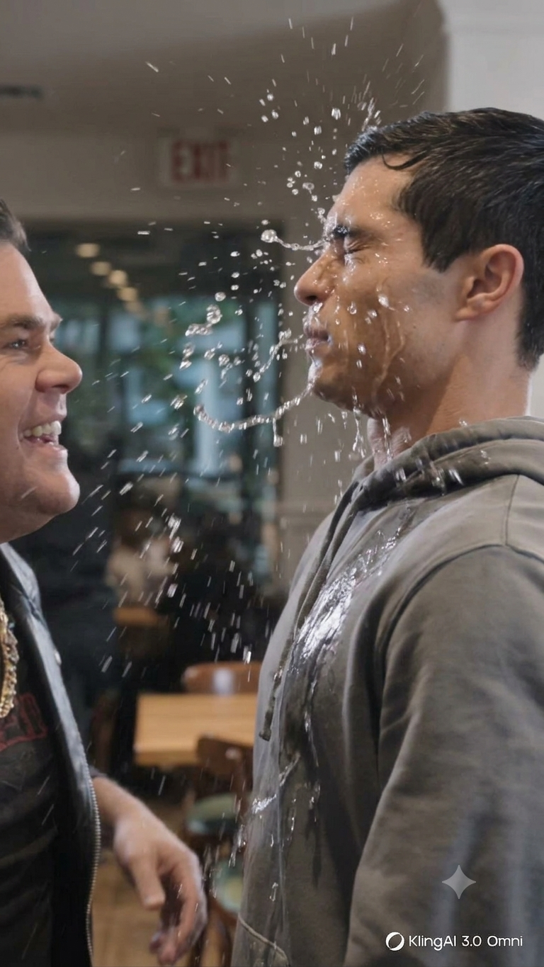 He poured water on him, called him a nobody, and mocked him in public... until he realized the police were standing right behind him! 🚔💥 Watch his arrogance turn to pure terror in Part 2!