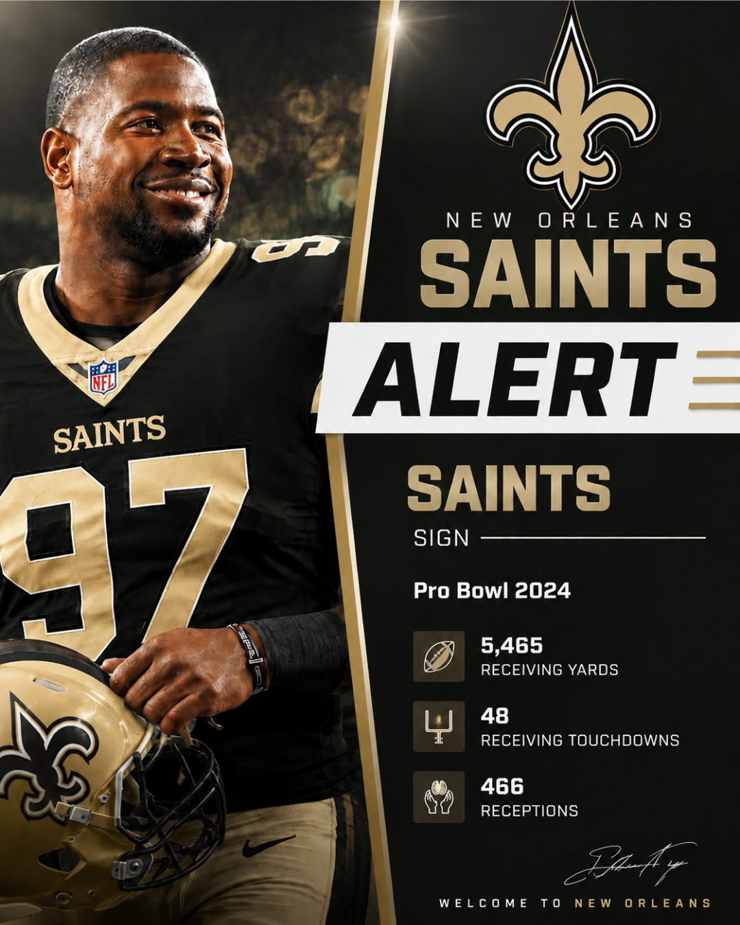 New Orleans Saints sign former $50 million Pro Bowl TE — Player who missed only 6 games in 9 NFL seasons, Kellen Moore views him as a high-quality "insurance contract" for Juwan Johnson