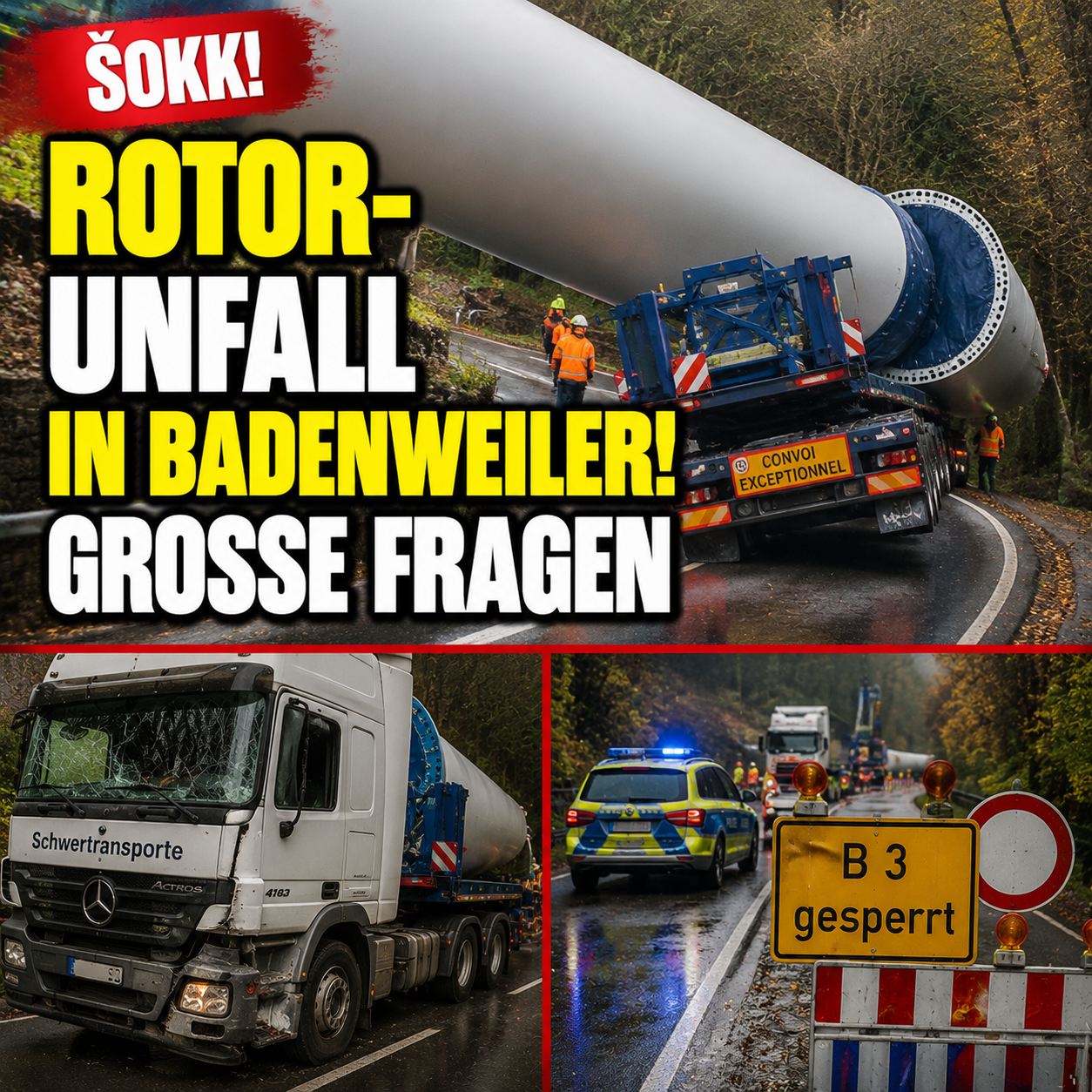 Neue Details nach Rotor-Unfall in Badenweiler – Schwertransport sorgt für Aufsehen und viele Fragen
