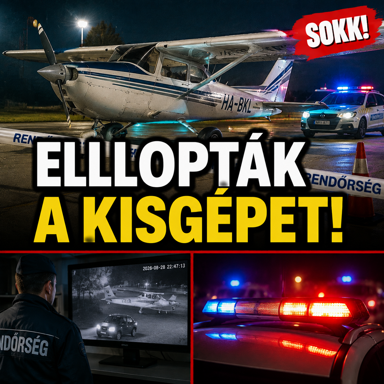 Megdöbbentő részletek kerültek elő az ellopott kisgépről – ezt mutatja a rendőrségi videó