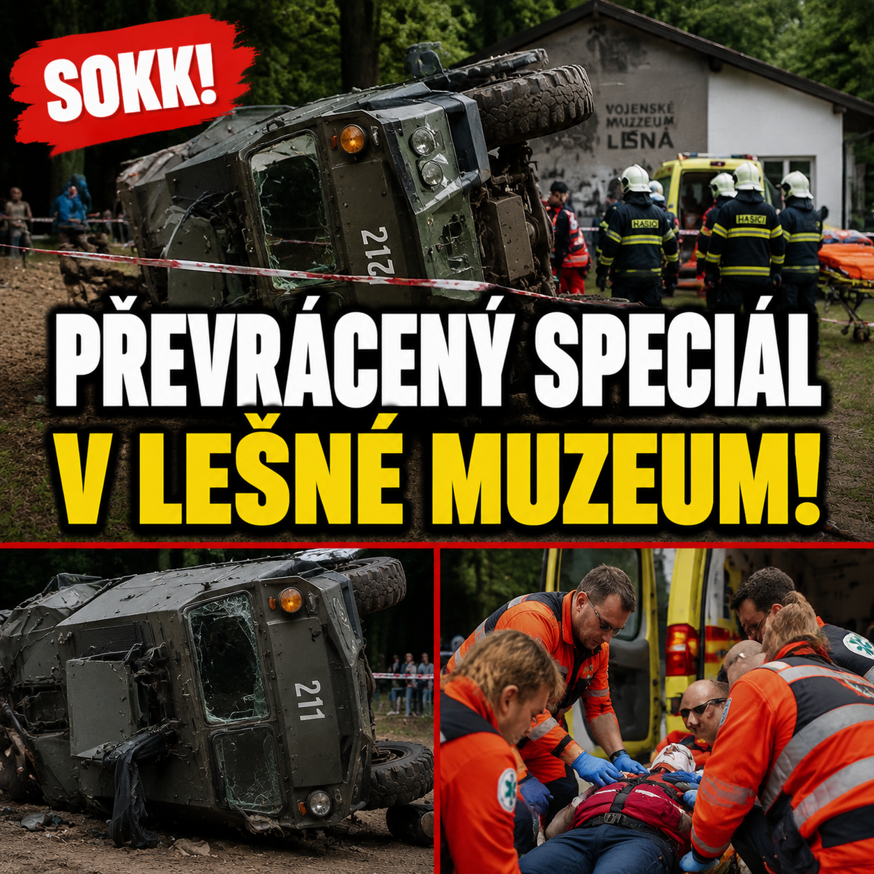 Nové detaily nehody ve vojenském muzeu – převrácený speciál si vyžádal zraněné