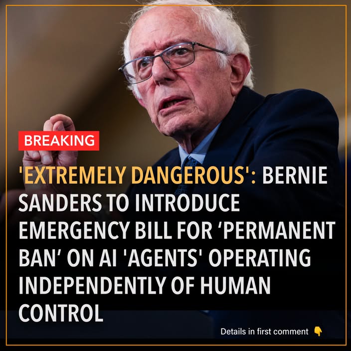 'Extremely Dangerous': Bernie Sanders Introduces Emergency Bill for 'Permanent Ban' on AI 'Agents' Operating Independently of Human Control