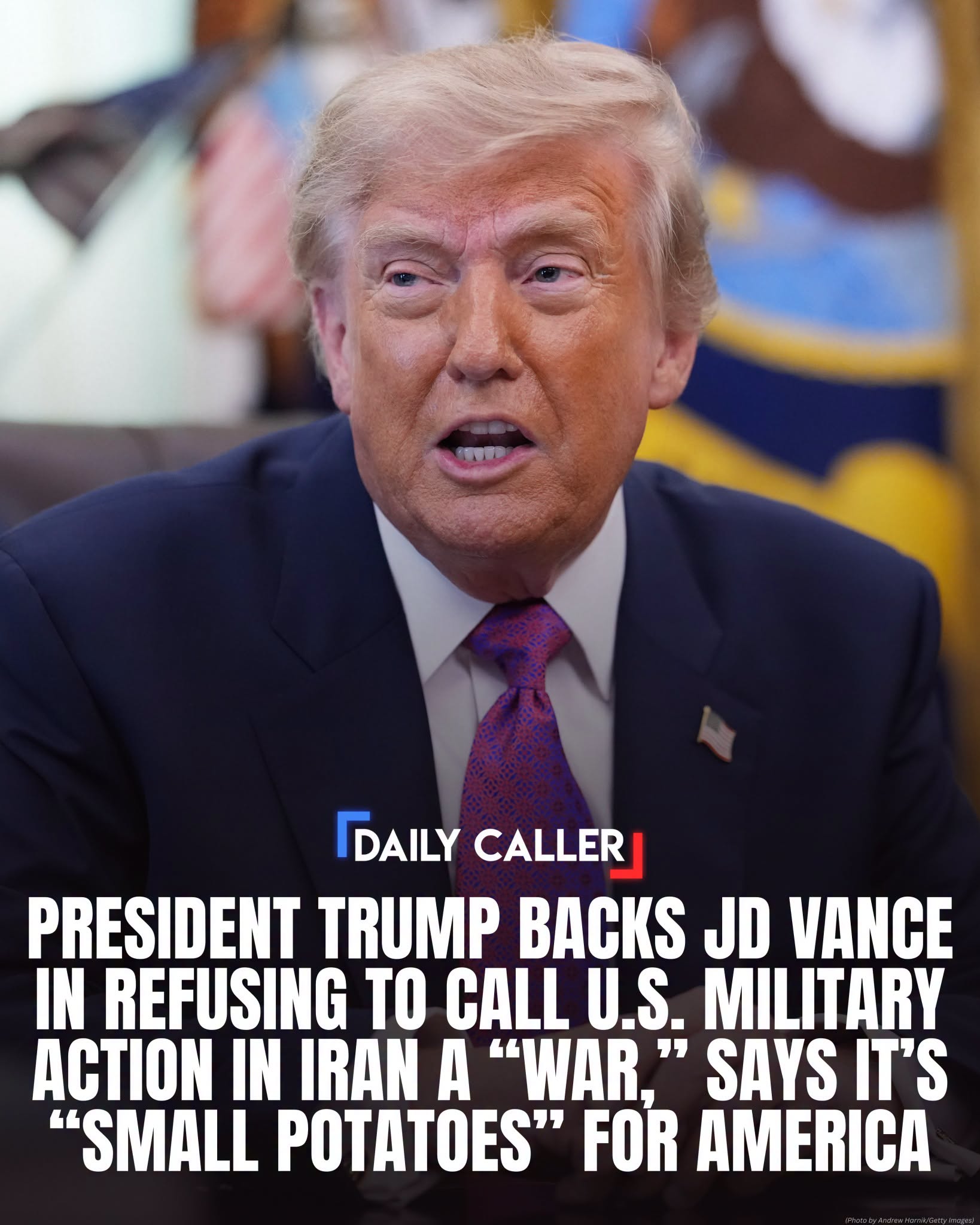 Trump Defends JD Vance’s Refusal to Call Iran Conflict a “War” — Then Calls It “Small Potatoes”