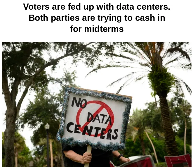Voters Are Fed Up With Data Centers. Both Parties Are Trying to Cash In for Midterms