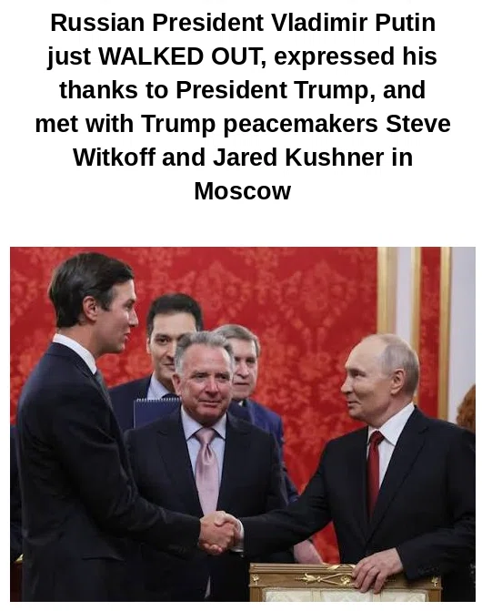 Putin Welcomes Trump Envoys in Moscow, Expresses Gratitude as US Pushes New Ukraine Peace Plan