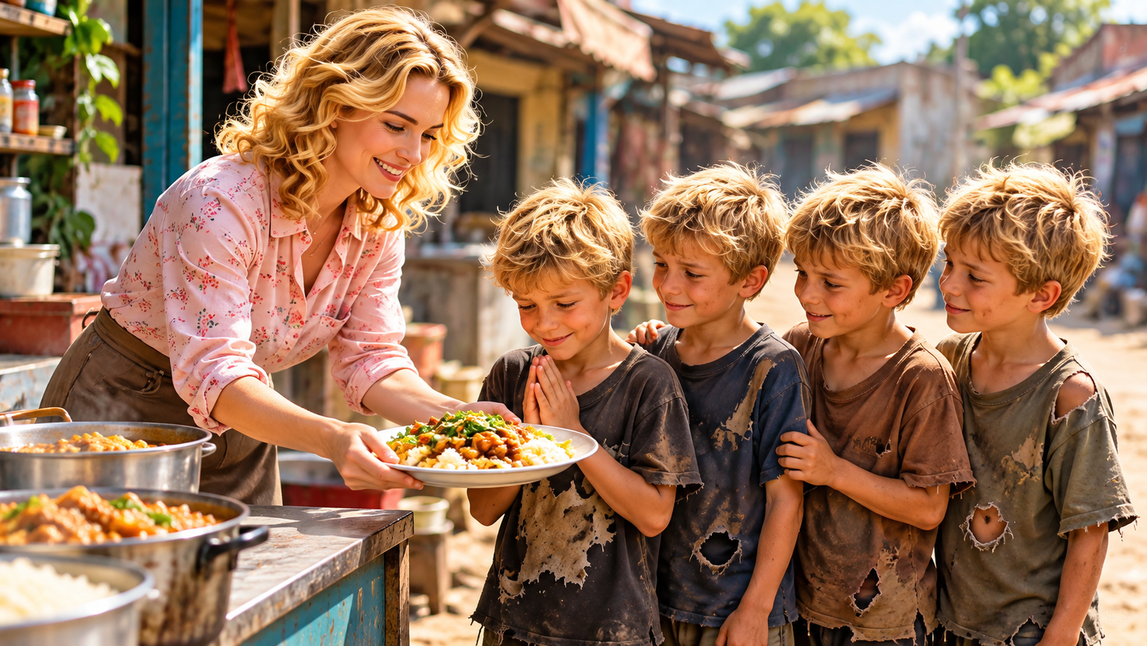K4rT8mQ She fed four homeless boys every day, and ten years later, they returned to repay her kindness