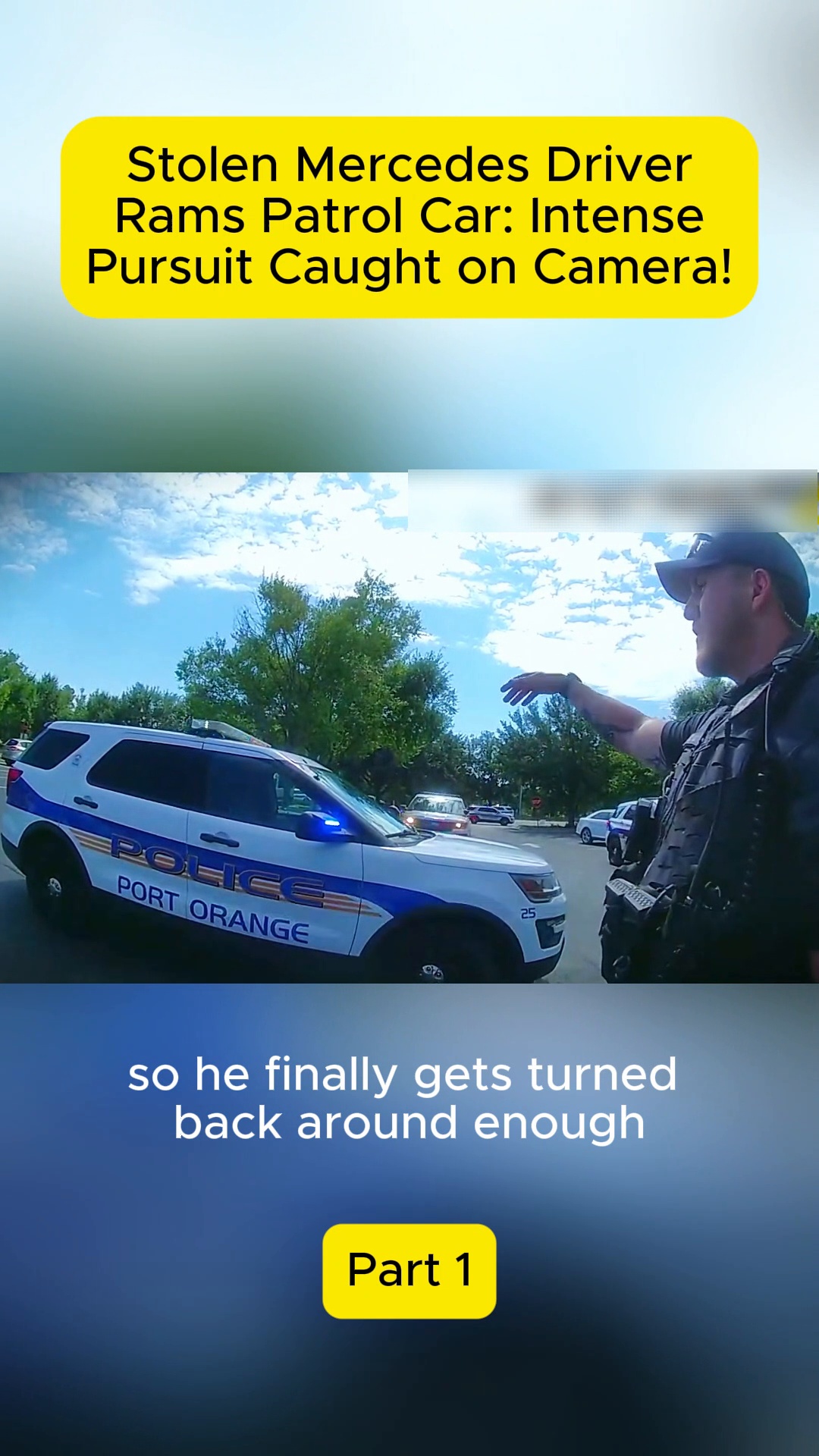 Stolen Mercedes Driver Rams Patrol Car: Intense Pursuit Caught on Camera!