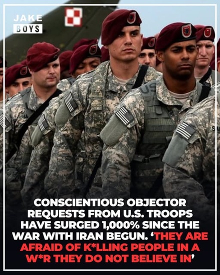 Conscientious Objector Requests from U.S. Troops Surge 1,000% Since War with Iran Began, Report Claims: 'They Are Afraid of Killing People in a War They Do Not Believe In'