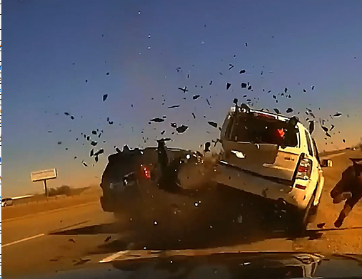 WILD DASHCAM VIDEO SHOWS OKLAHOMA TROOPER THROWN FROM SIDE OF HIGHWAY CRASH