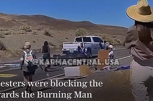 Climate Protesters Shut Down BURNING MAN, Rangers Ram Through Blockade