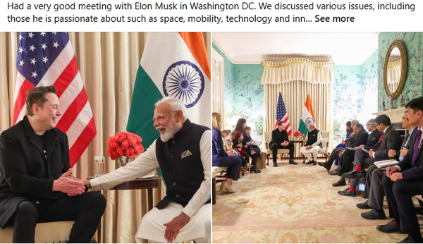 Modi Meets Musk in Washington: A 'Very Good Meeting' Focused on Space, Tech, and Innovation