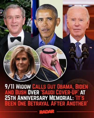 9/11 Widow Confronts Bush, Obama and Biden at 25th Anniversary Memorial Over Alleged Saudi Cover-Up