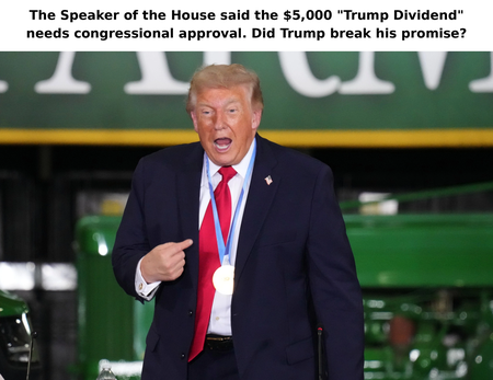 Trump’s $5,000 “Dividend” Hits a Major Roadblock as Speaker Says Congress Must Approve It