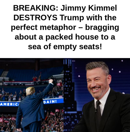 Jimmy Kimmel Destroys Trump With Perfect Metaphor — Bragging About Packed House to a Sea of Empty Seats