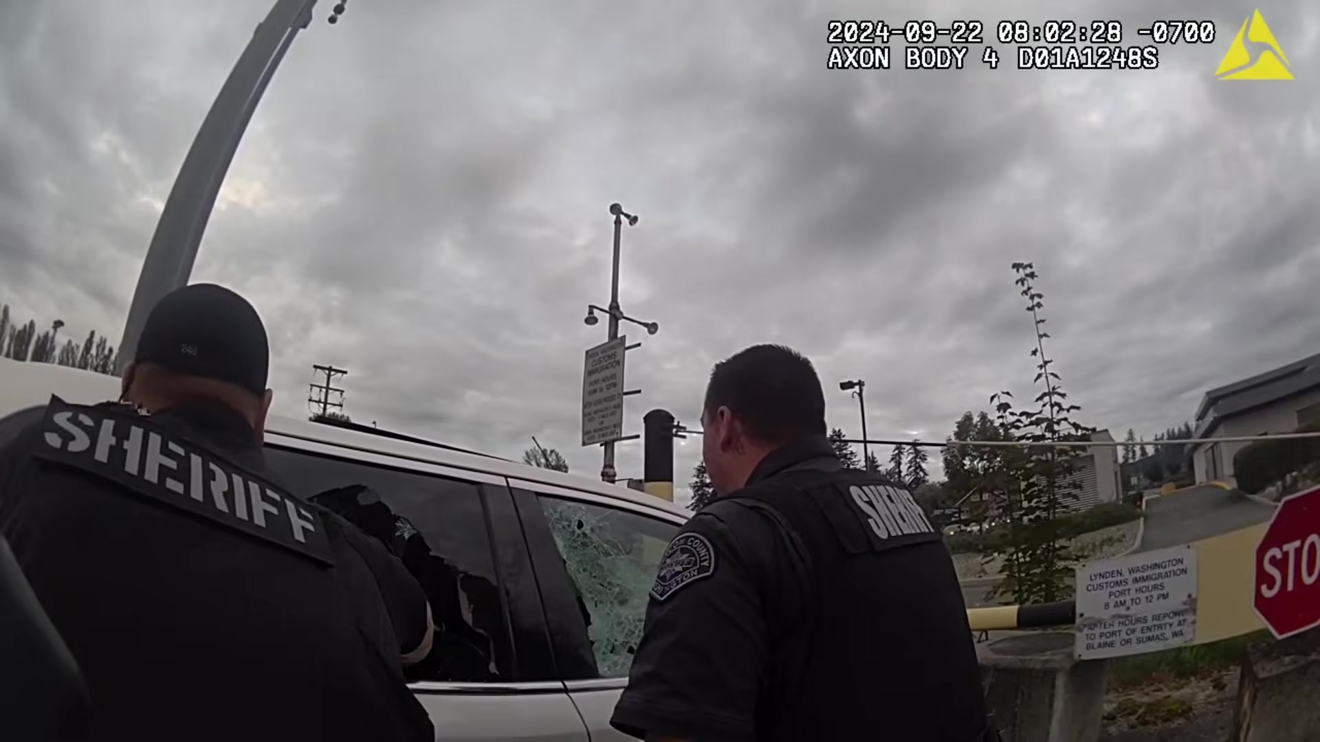 INTOXICATED FEMALE BARRICADED IN HER VEHICLE AT THE US / CANADIAN BORDER CROSSING