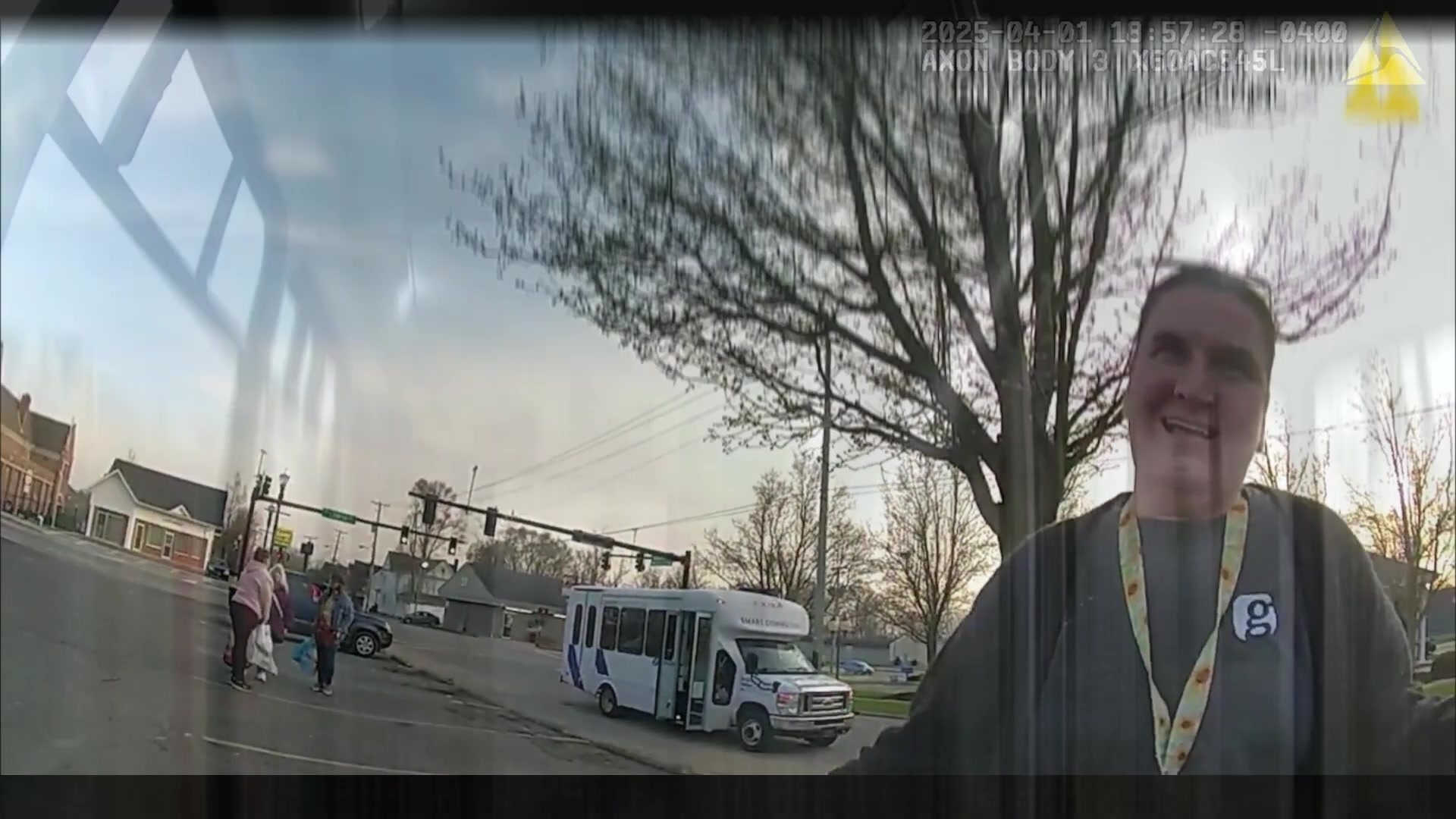 Real frame extracted from supplied bus disturbance bodycam footage