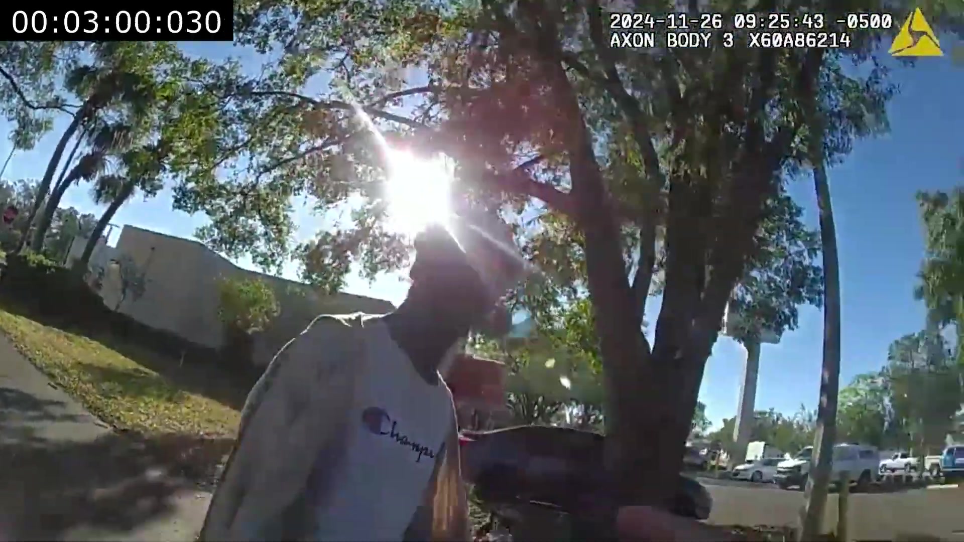 Real frame extracted from supplied TASER bodycam video