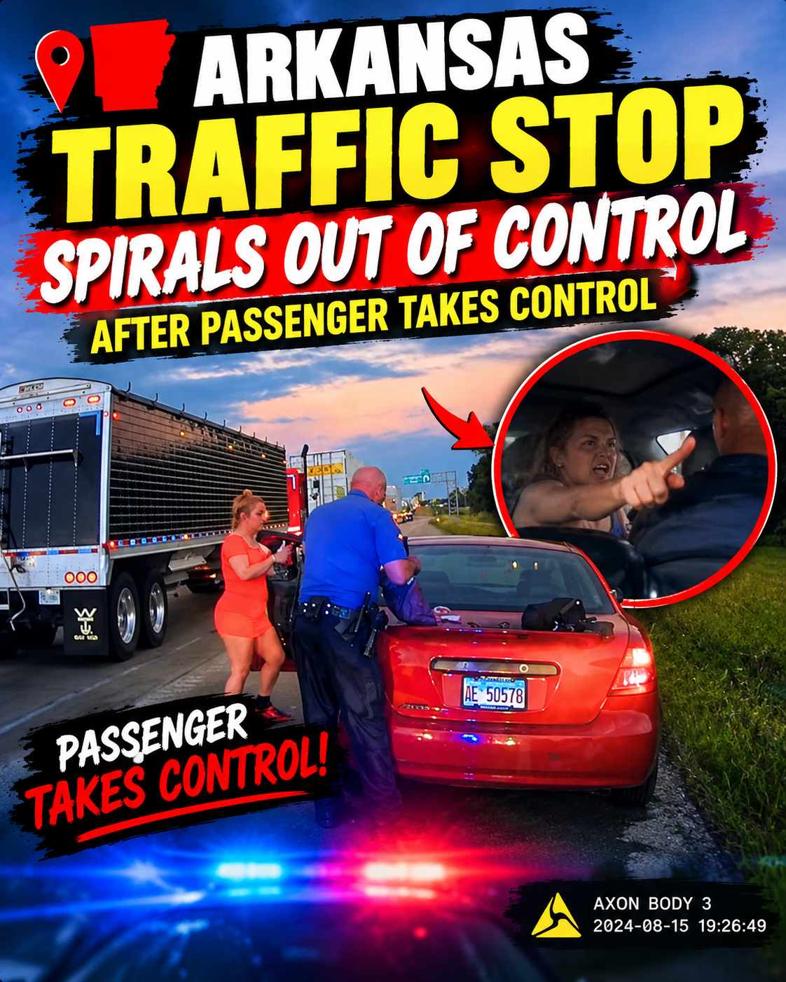 💥 Arkansas Traffic Stop Spirals Out of Control After Passenger Takes Control