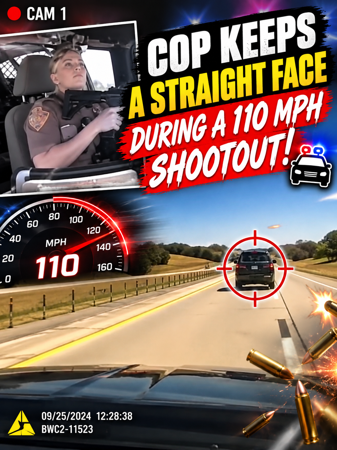 Cop Keeps a Straight Face During a 110 MPH Shootout!