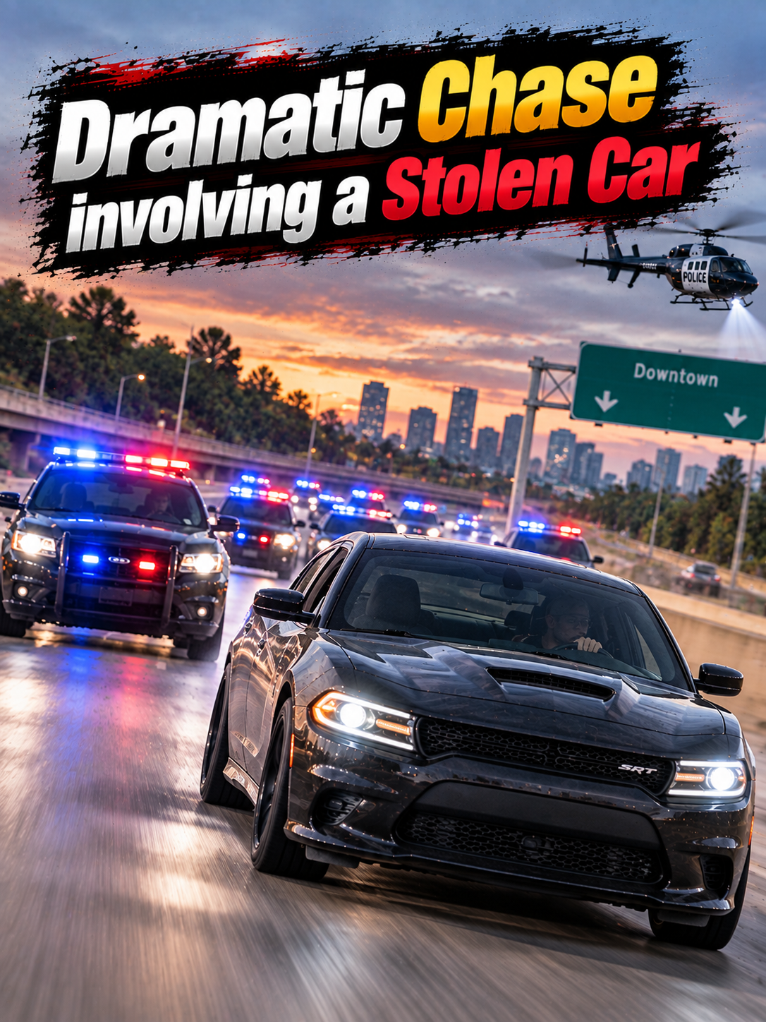 Dramatic chase involving a stolen car