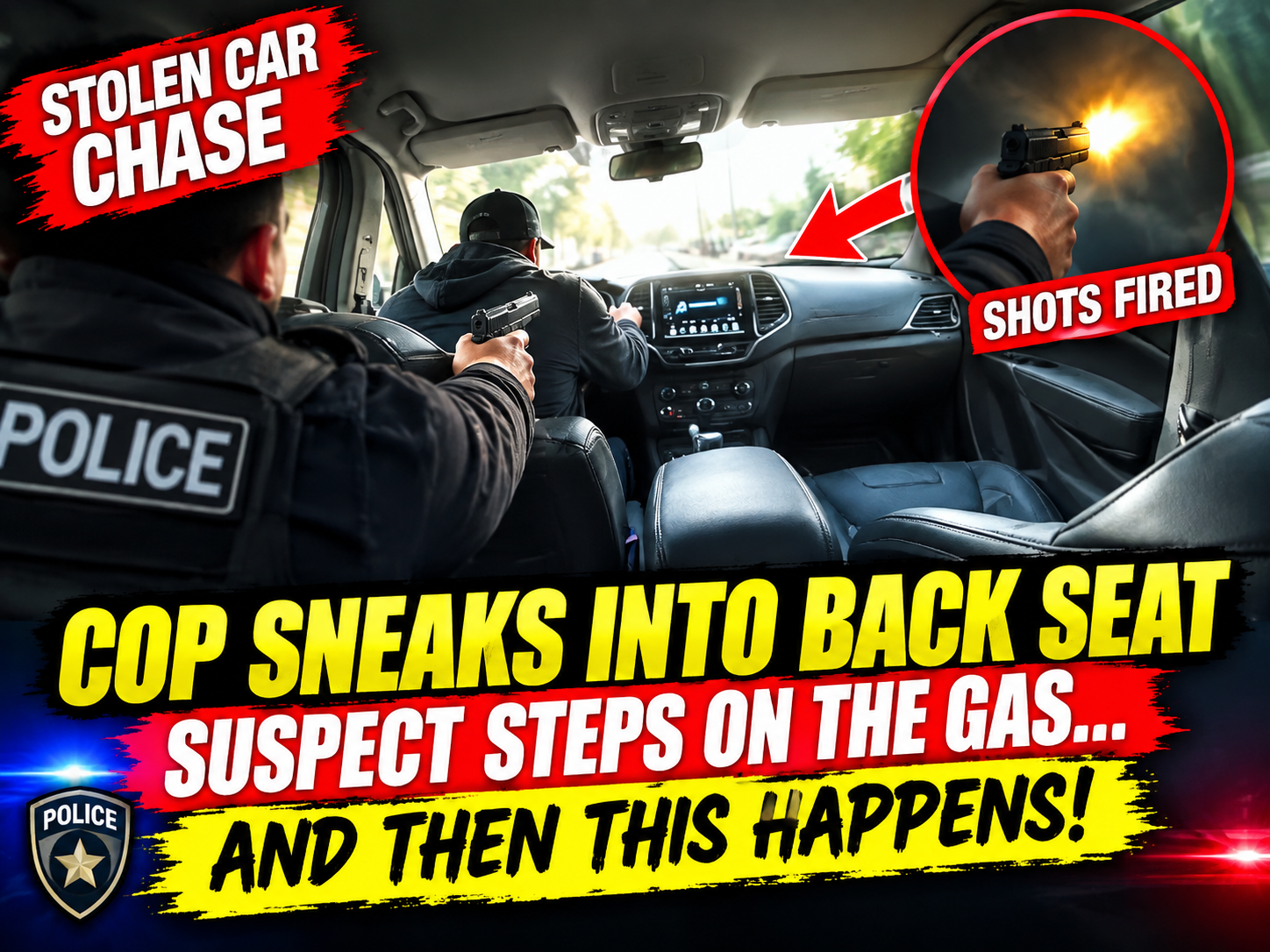 🚨 HEART-STOPPING MOMENT: Cop sneaks into the back of a stolen car, suspect steps on the gas… and then this happens!