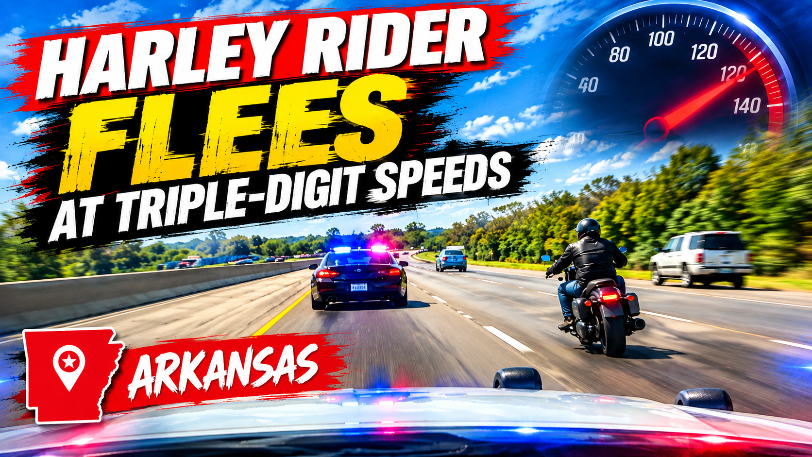 ⚠️ harley rider flees at triple-digit speeds — arkansas