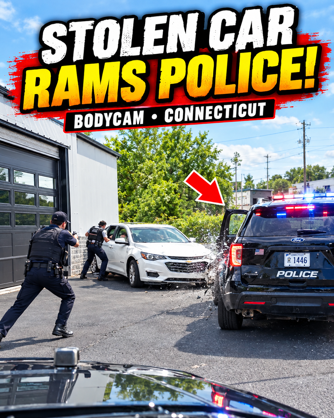 🎥 BODYCAM: Officers Fire at Stolen Vehicle After It Rams Police Cruiser | Connecticut