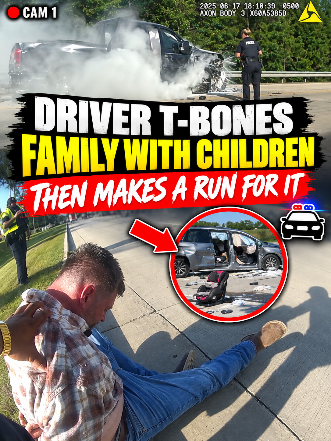 Driver T-Bones Family With Kids Then Makes a Run for It