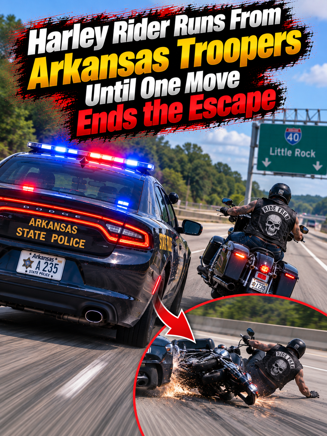 Harley Rider Runs From Arkansas Troopers Until One Move Ends the Escape